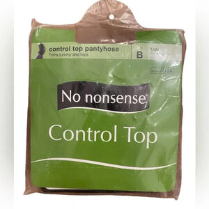Women's Control Top Pantyhose No Nonsense TAN Size B New Reinforced Toe